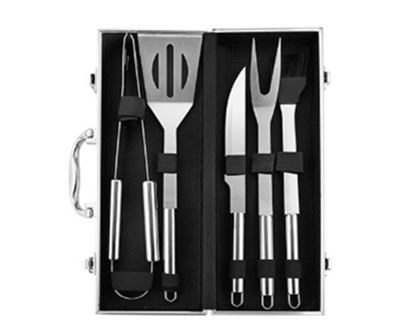 Select Mall 5PCS Barbecue Combination Tool Set Stainless Steel Barbecue Set BBQ Barbecue Tool Combination-A