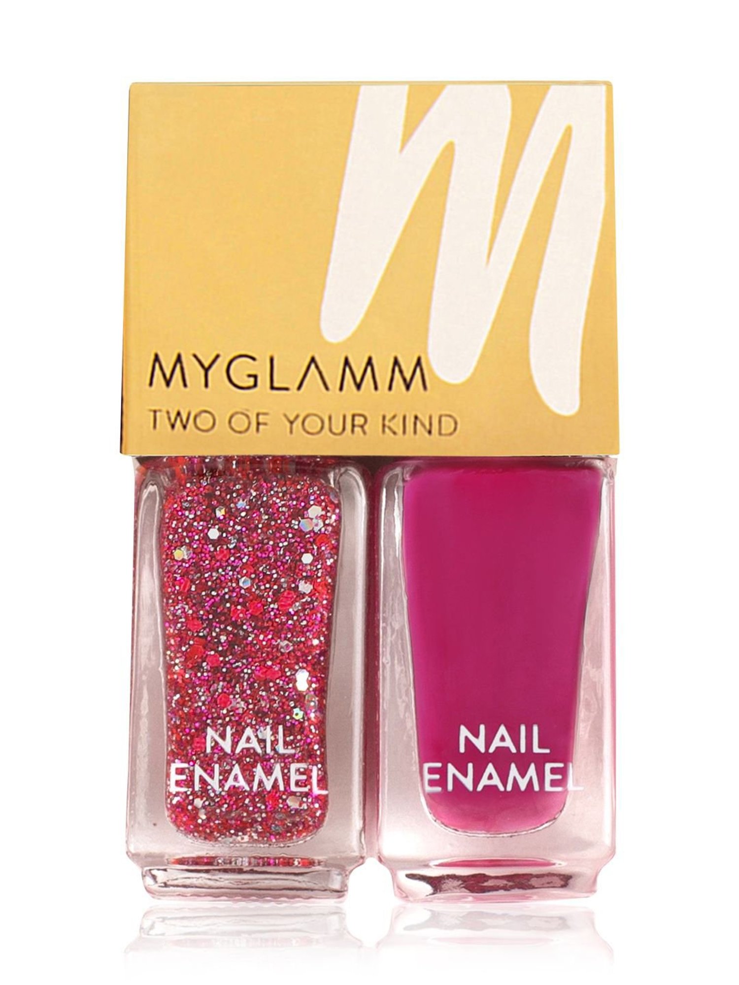 MyGlamm Two Of Your Kind Nail Enamel Duo Glitter Collection Bring the Bling (Pack of 2)