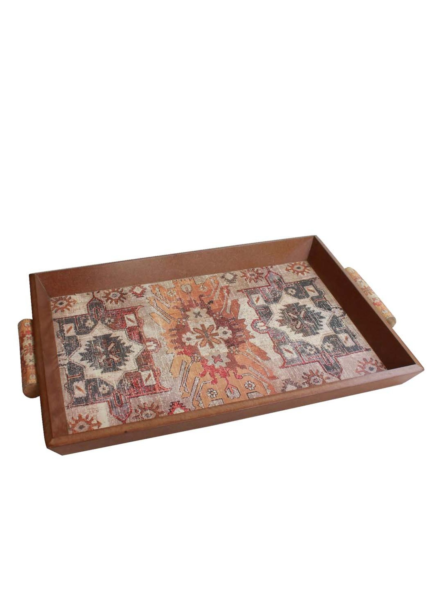 Karo Bokara Brown Wooden Serving Tray - Set of 1
