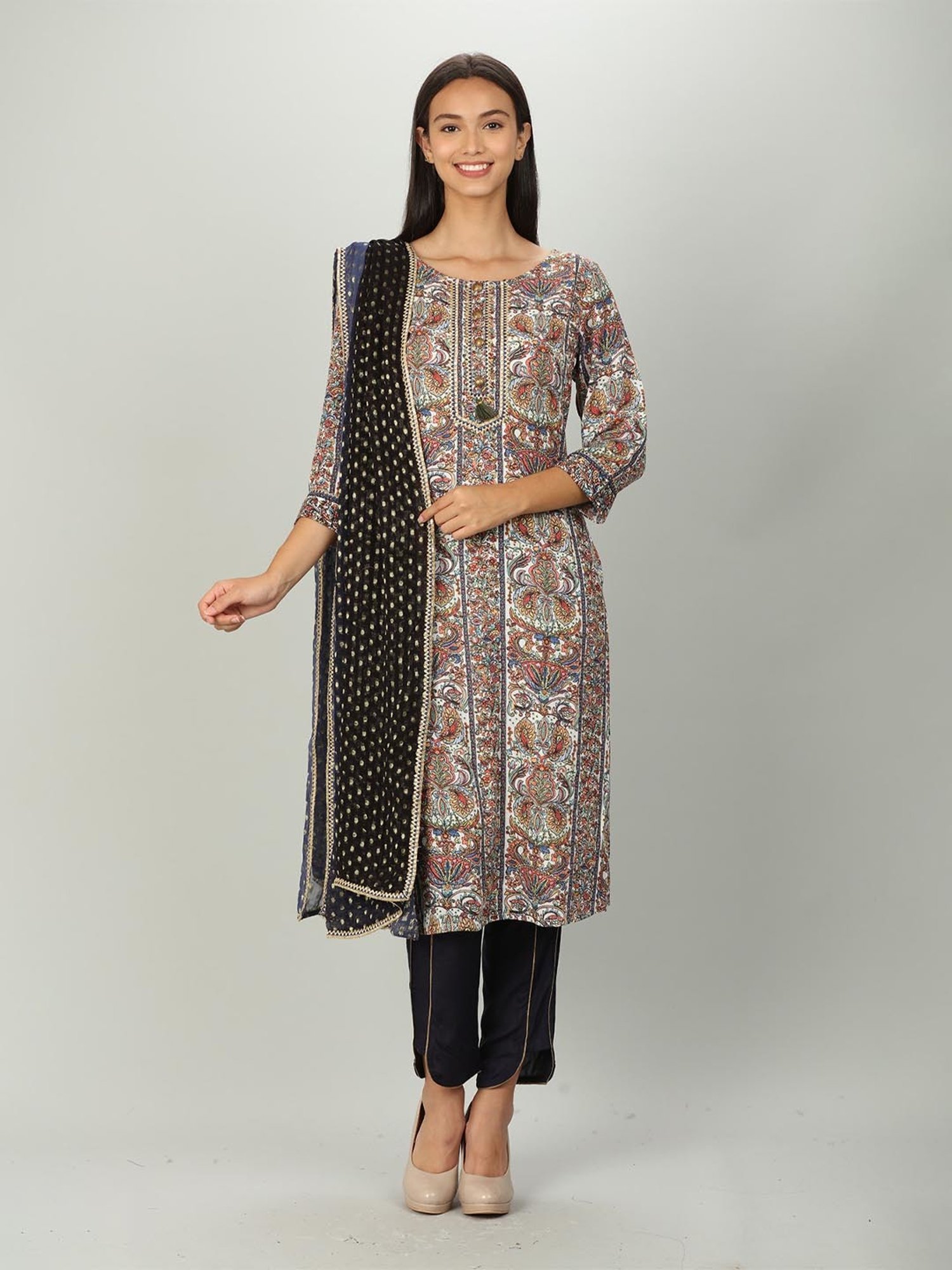 Mustard Navy Regular Fit Pants