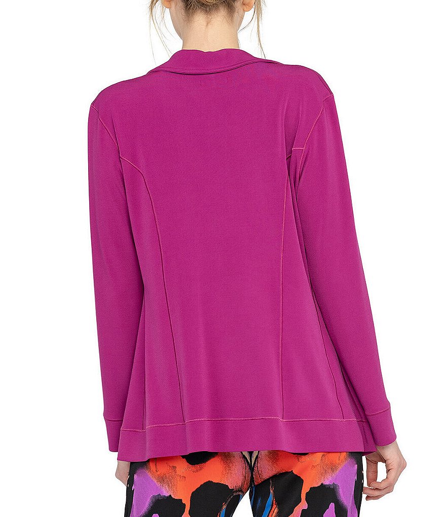 Eva Varro Solid Knit Jersey Notch Lapel Collar Two-Button Jacket