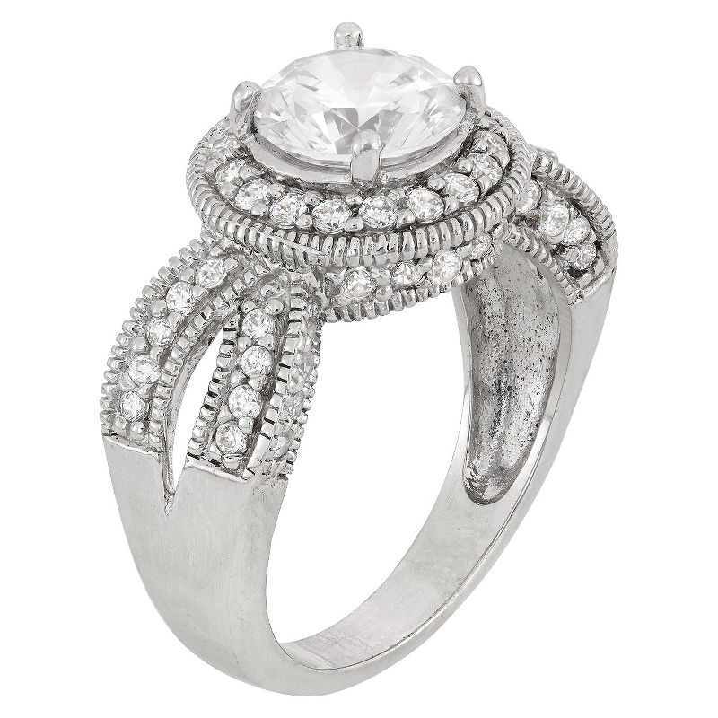 2.83 CT. T.W. Twisted Halo Cubic Zirconia Ring In Sterling Silver - (9)