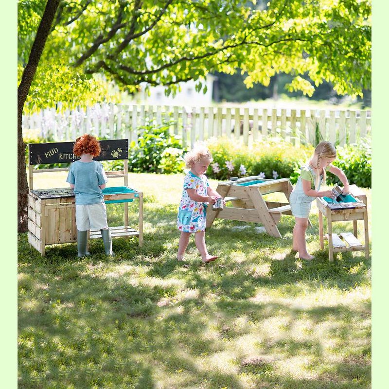 HearthSong Wooden Picnic Table for Kids with Removable Plastic Sandpit, Holds up to 30 lbs. of Sand (not included)
