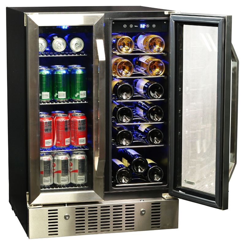 NewAir 18 Bottle and 58 Can Dual Zone Beverage and Wine Cooler - Stainless Steel AWB-360DB