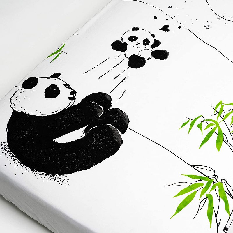 JumpOff Jo Fitted Crib Sheet - Cotton Crib Sheet for Standard Sized Crib Mattresses - Hypoallergenic and Breathable - 28 x 52 Inches - Playful Pandas