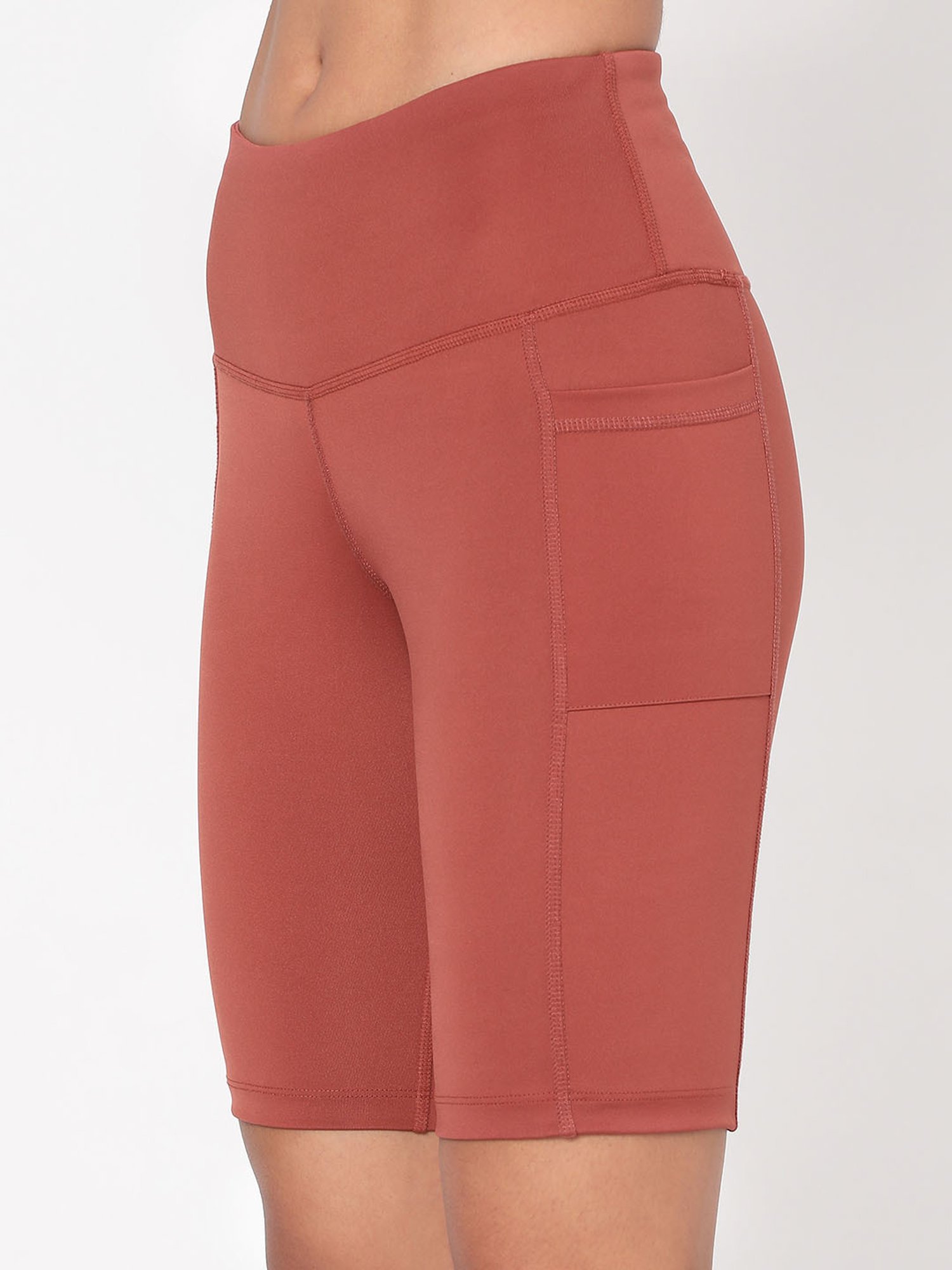 SILVERTRAQ Rust Polyester Relaxed Fit Cycling Shorts