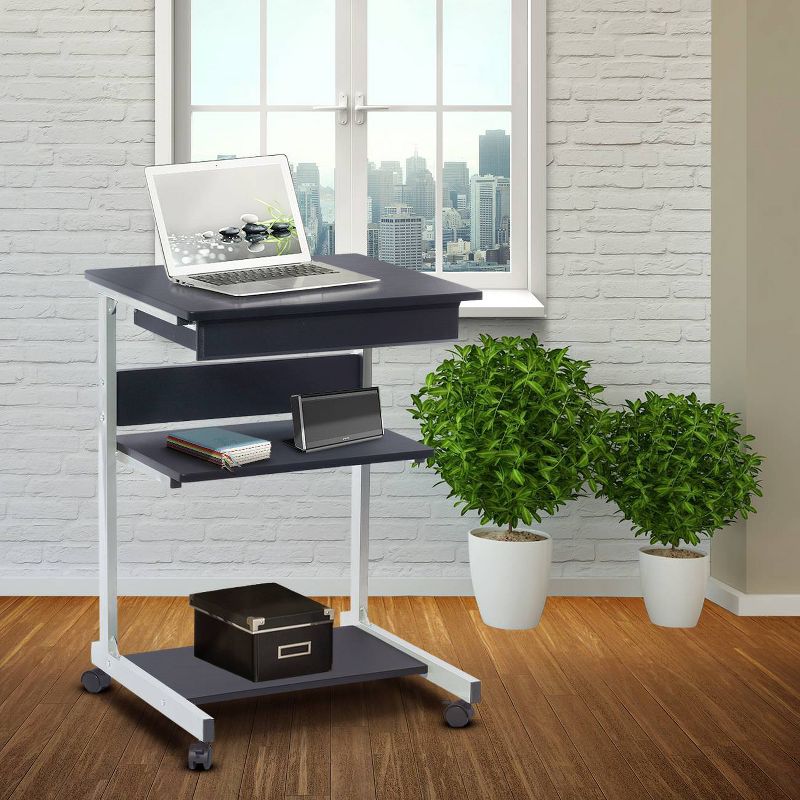 Rolling Laptop Cart with Storage Black - Techni Mobili