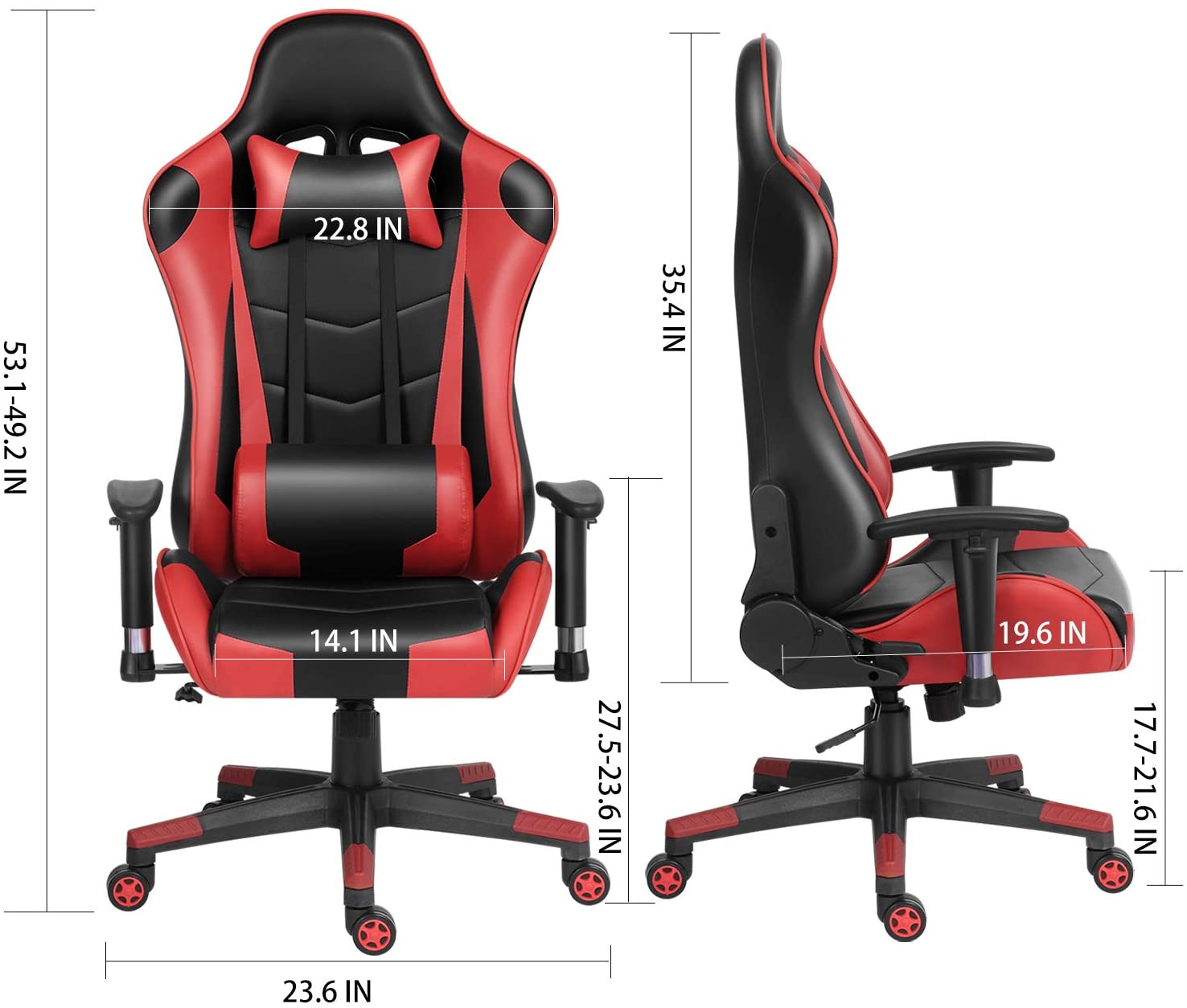 Ergonomic Gaming Chair Racing Computer Chair PU Leather Chair Adjusted Reclining Office Desk Chair with Headrest and Lumbar Support