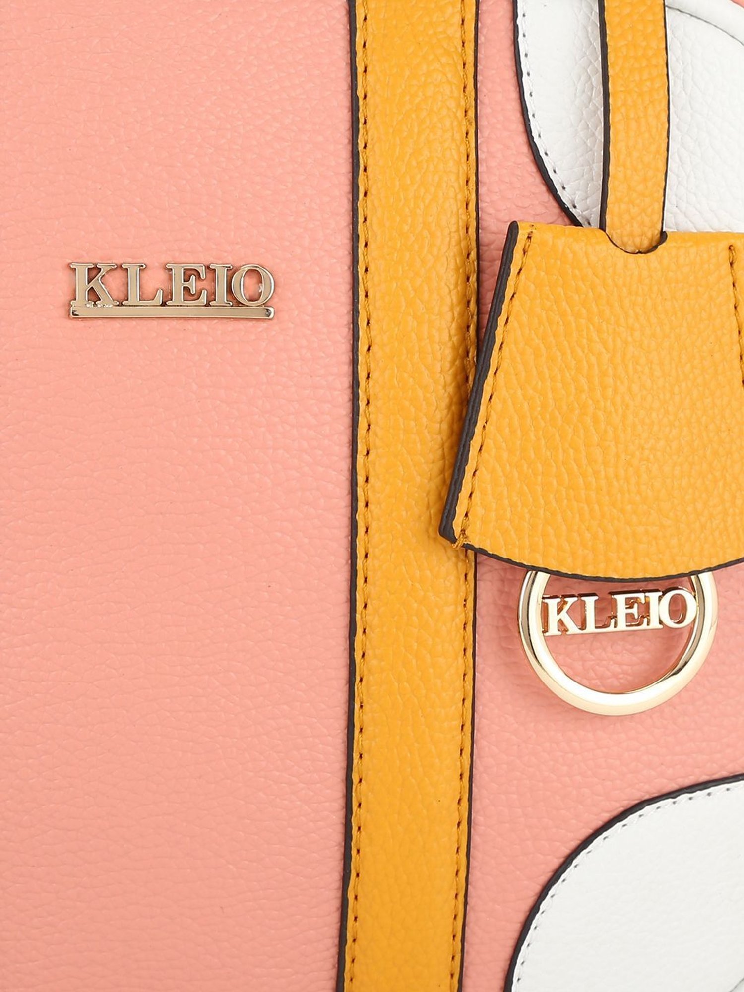 KLEIO Pink Solid Medium Handbag