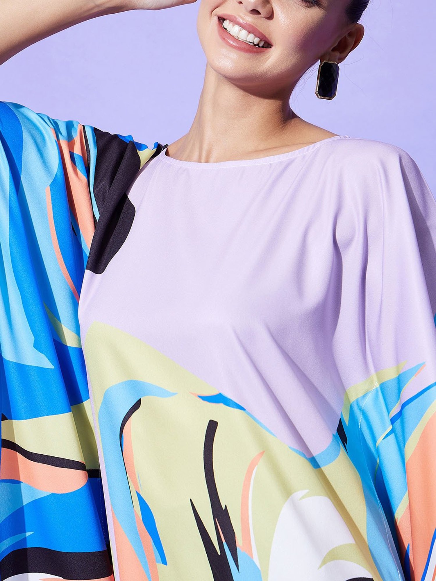 StyleStone Multicolor Geometric Print Kaftan Dress