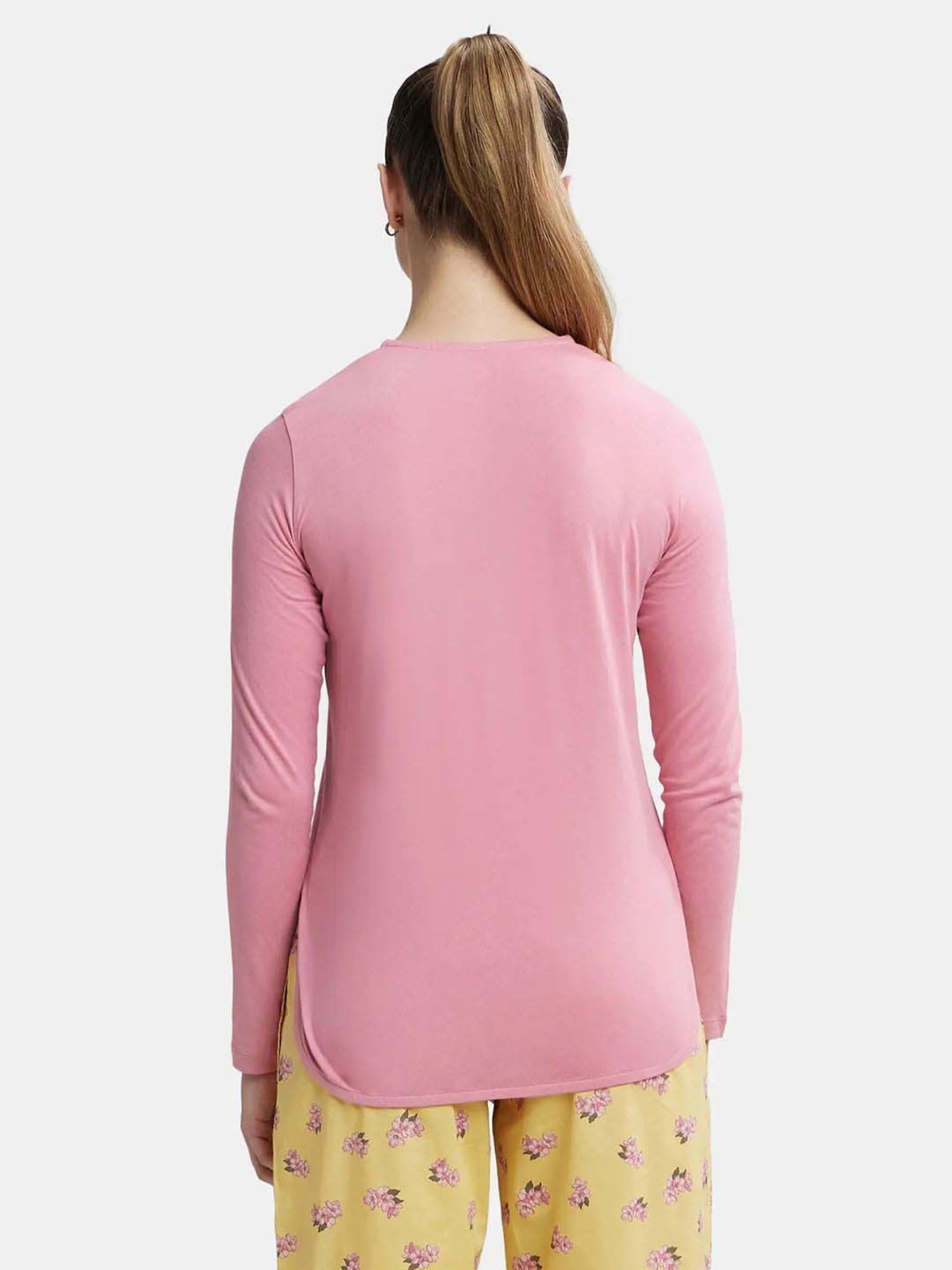 Jockey RX21 Women's Micro Modal Cotton Relaxed Fit Solid Round Neck Full Sleeve T-Shirt