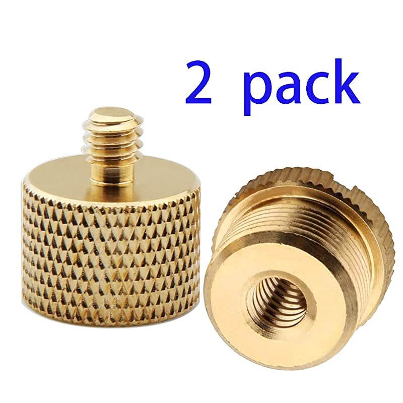 2 PieceBrass Camera Tripod Accessories 58quot Female to 14quot Male 58quot Male to 14quot Female Microphone Stand Adapter