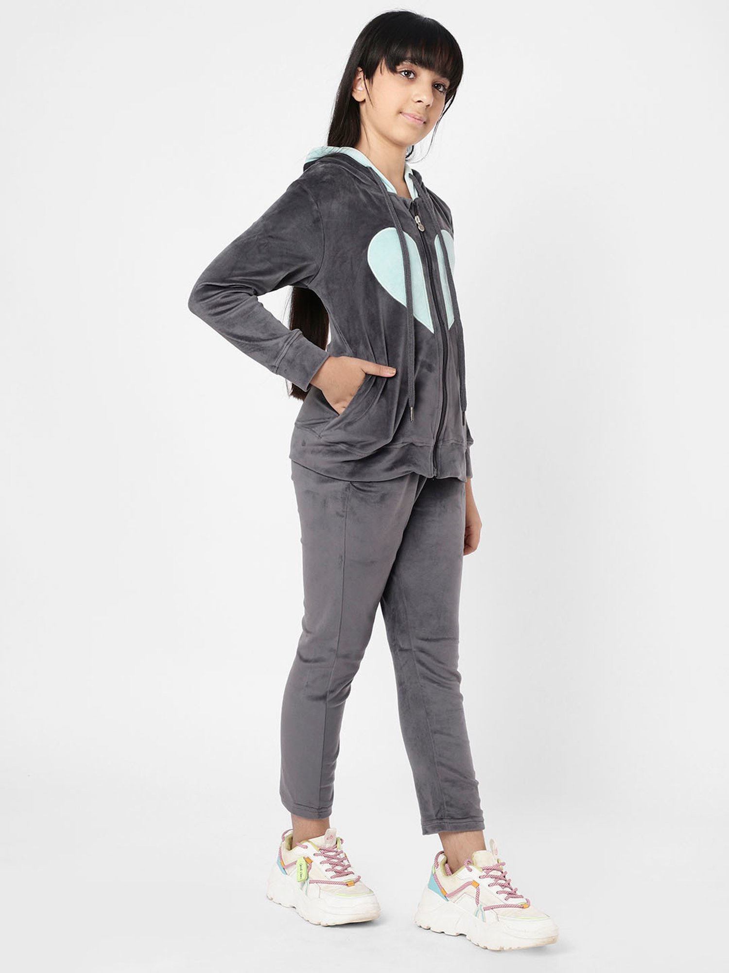 Sweet Dreams Kids Grey Solid Full Sleeves Tracksuit