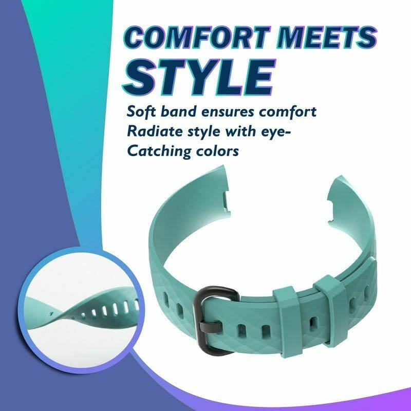 2x Soft TPU Band Wistband Strap For  Charge 4  3 Replacement Black+Blue