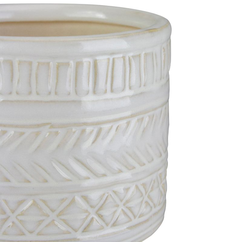 Raz Imports 4.75" White Footed Textured Clay Planter
