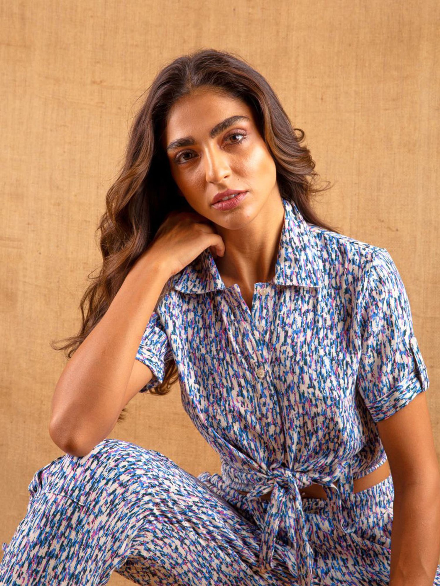 Dusk Attire Blue Kelsea Tie-up Co-ord Set