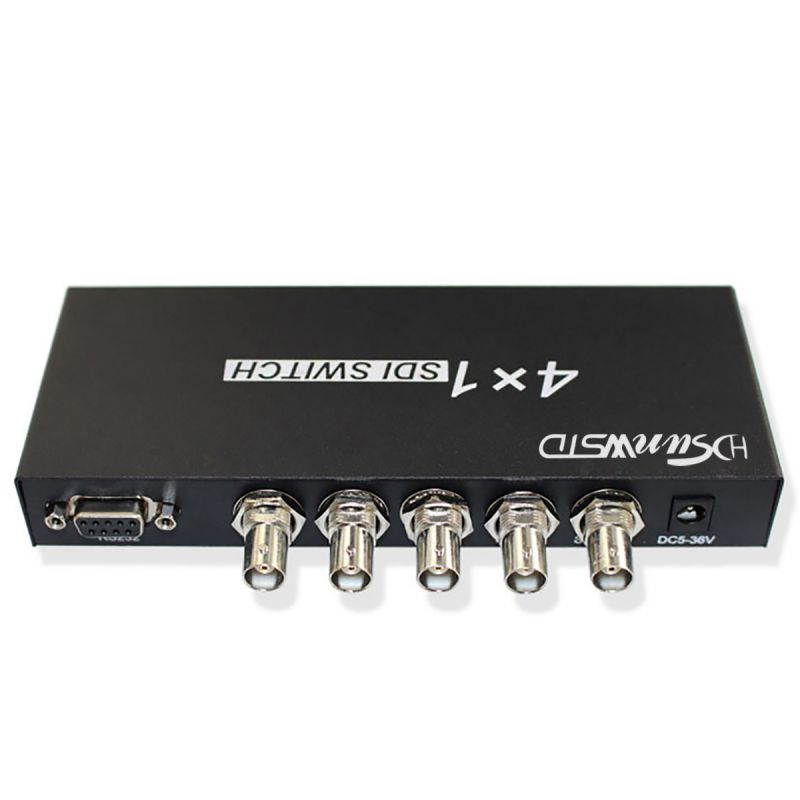 SDI Switch 4x1 4 Channels SDI Signal to 1 SDI Signal Channel Support Full-HD SDI Signal (4 Input and 1Output)-Black