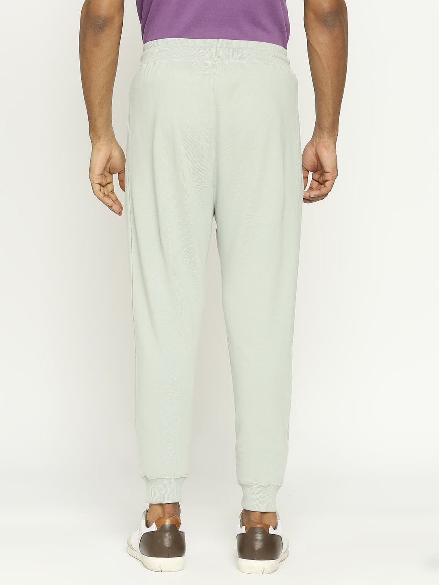 Basics Grey Cotton Jogger Fit Texture Joggers