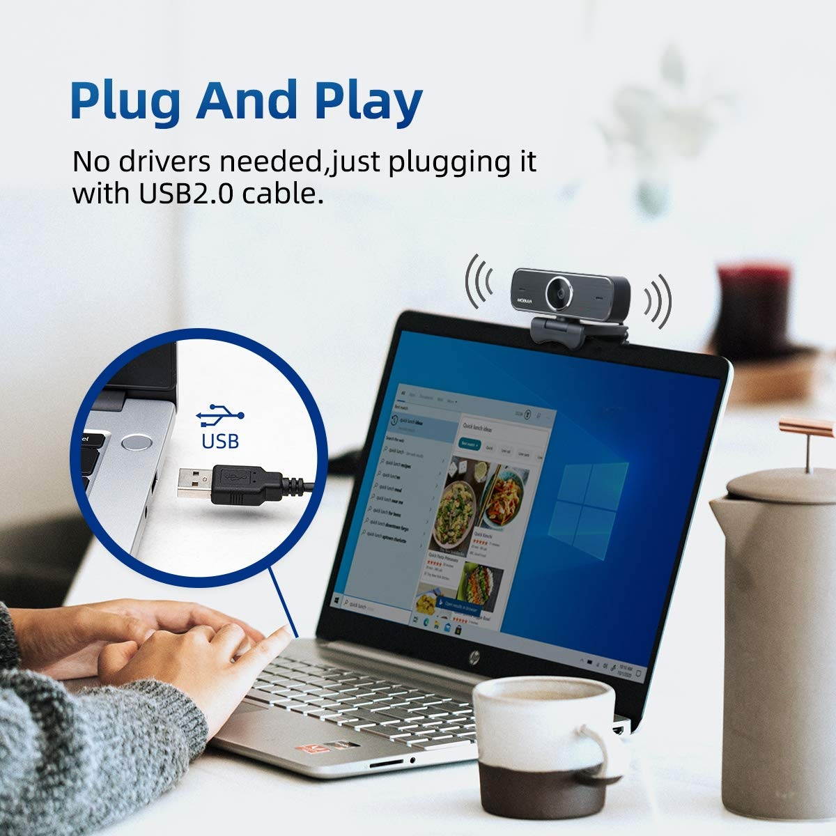 1080P Webcam with Dual Microphone, HD USB Web Camera, 30fps Streaming Computer Camera for Conference,Online Class,Gaming,Video Streaming,Calling