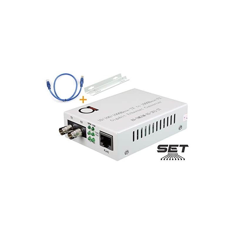 Mode ST Gigabit Fiber Media Converter Builtin Fiber Module 20 km 1242 Miles ST to UTP Cat5e Cat6 101001000 RJ45 Auto Sensing Gigabit or Fast Ethernet Jumbo Frame LLF Support