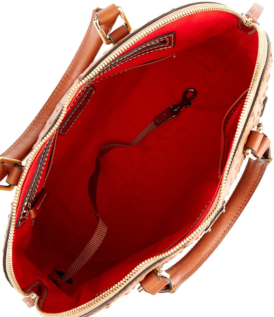 Dooney & Bourke Ostrich Collection Domed Zip Satchel Bag