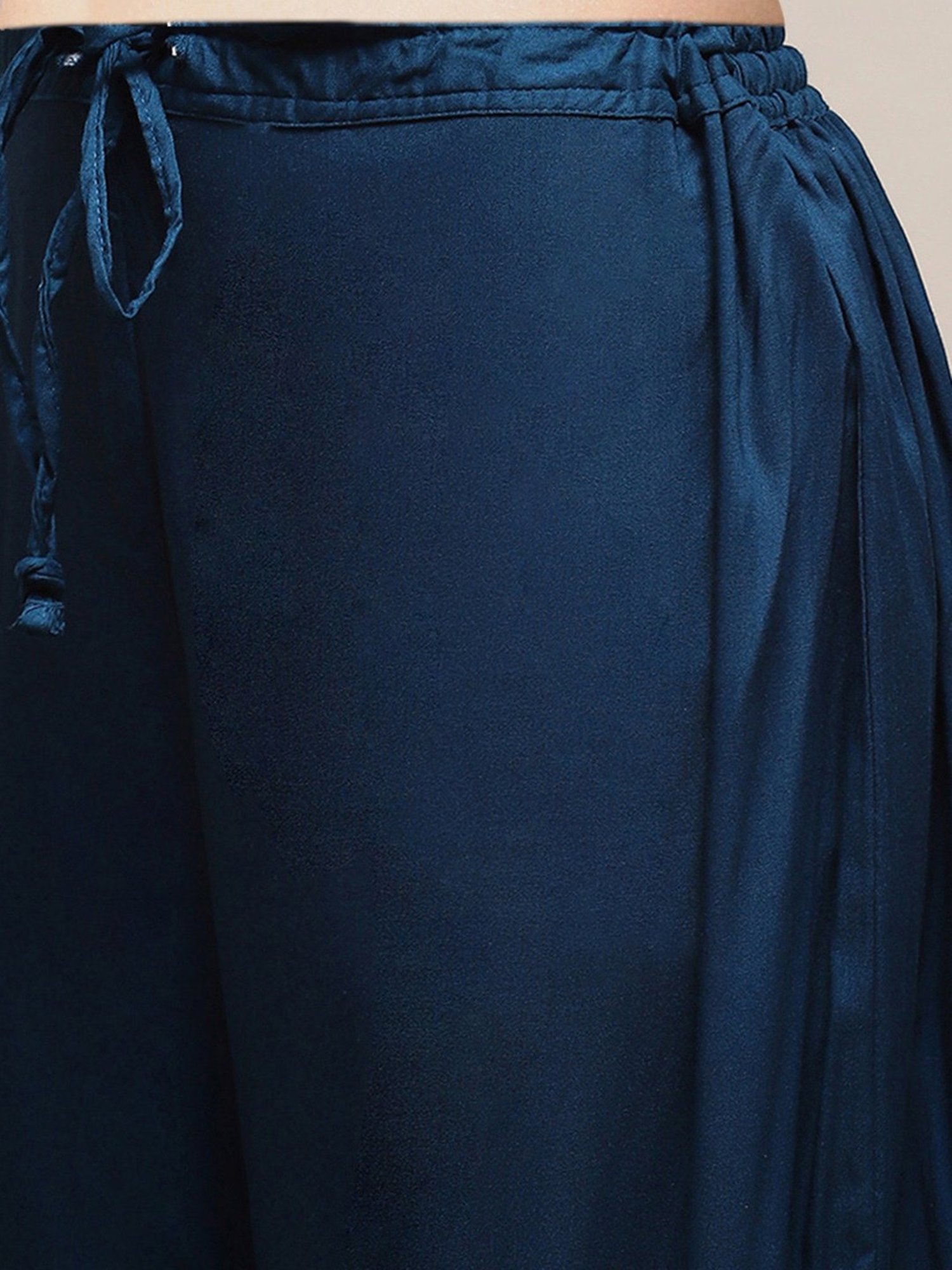 Biba Teal Printed Kurta With Palazzo & Dupatta