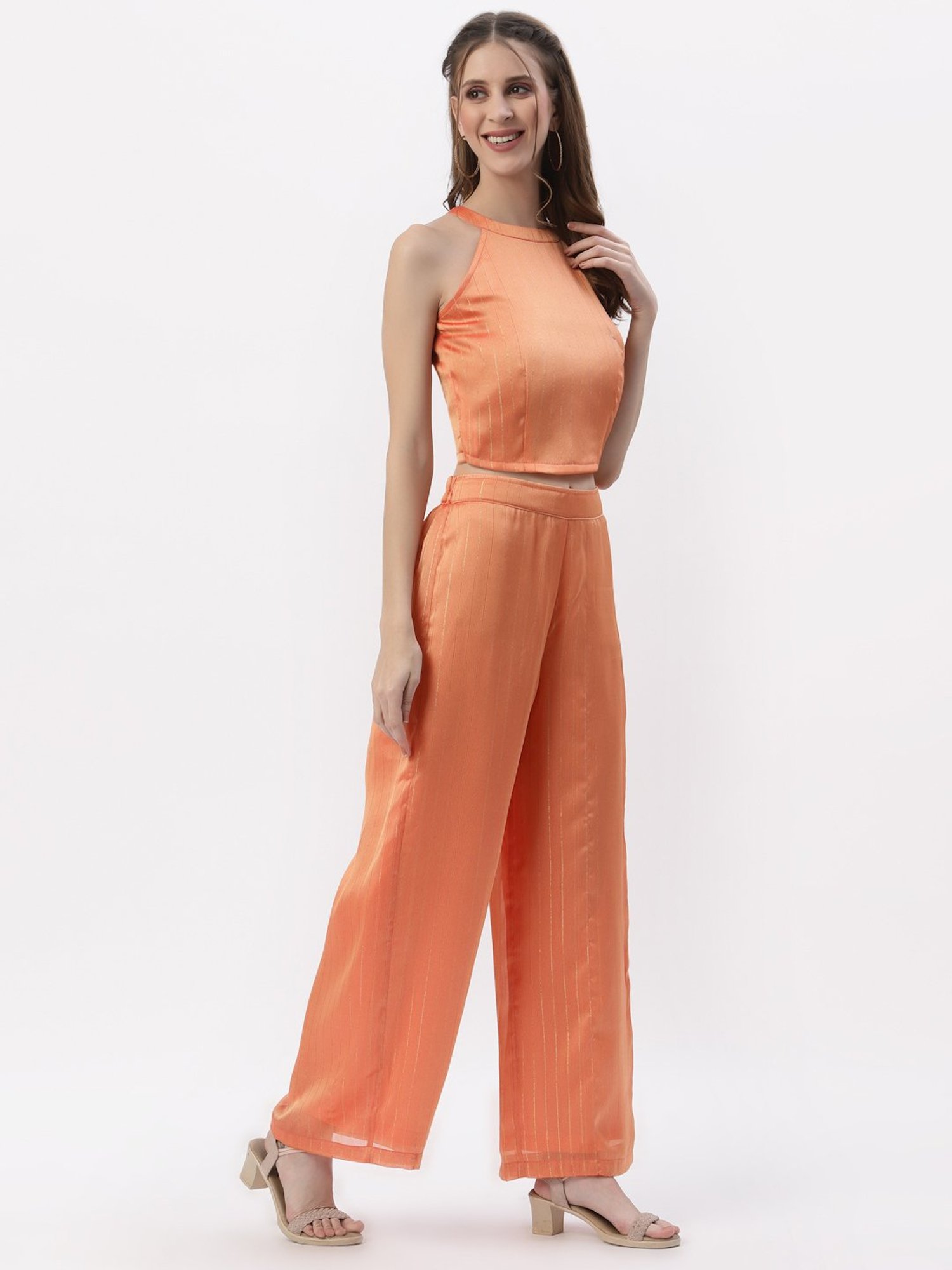 studiorasa Orange Striped Top Palazzo Set