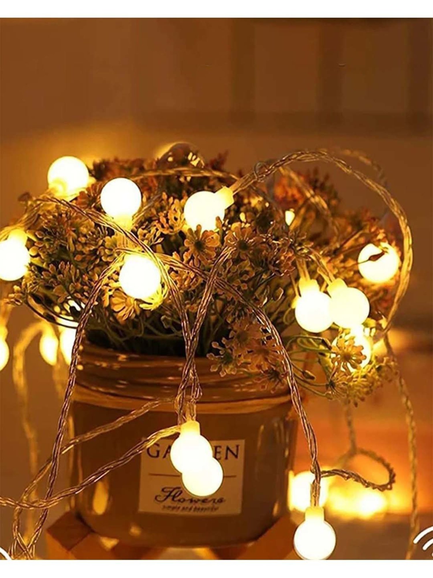 Homesake Yellow Copper 5M Frosted Ball Led Lights String Lights