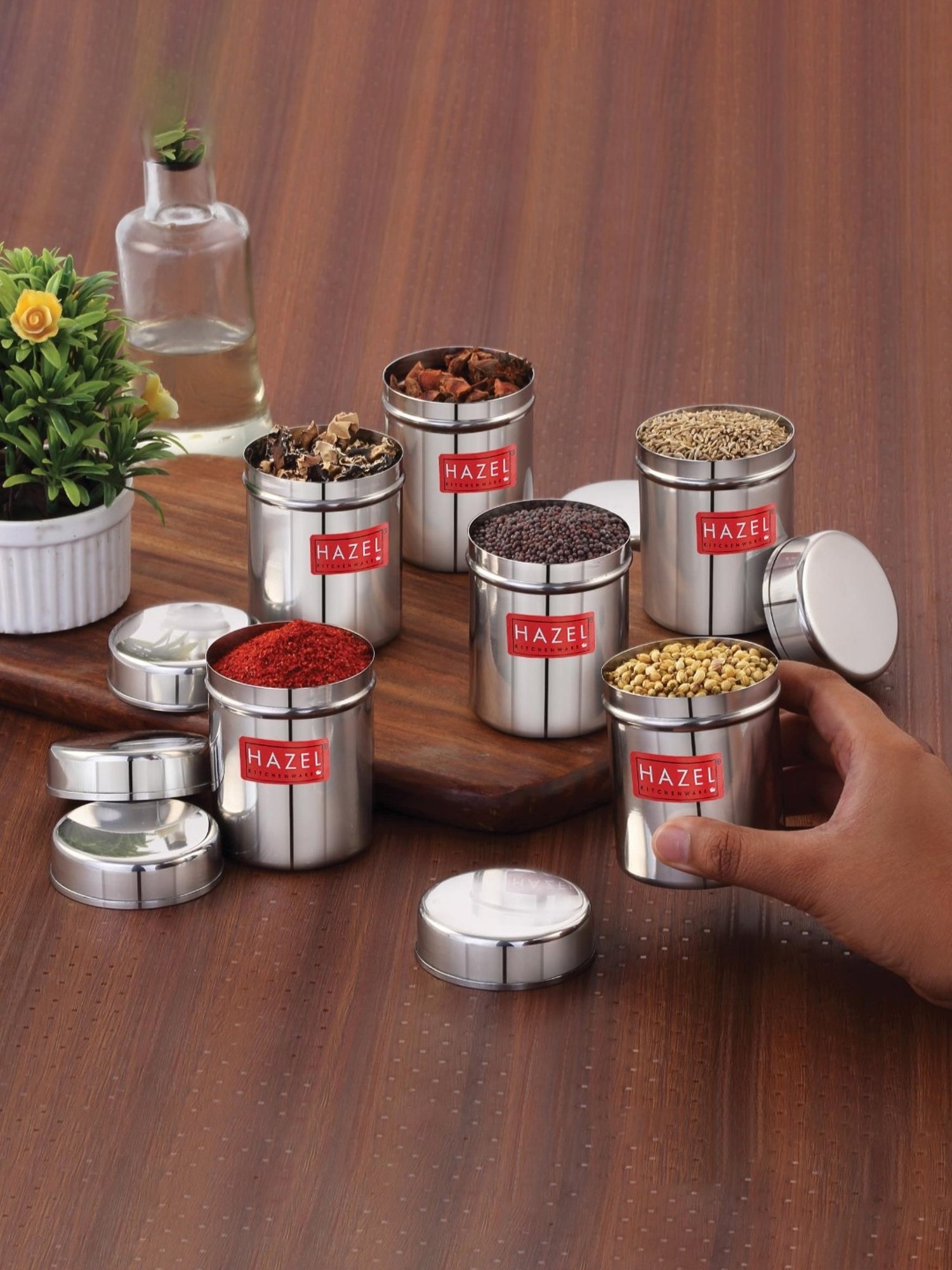 HAZEL Silver Stainless Steel Air Tight Storage Containers 150 ml - Set of 2