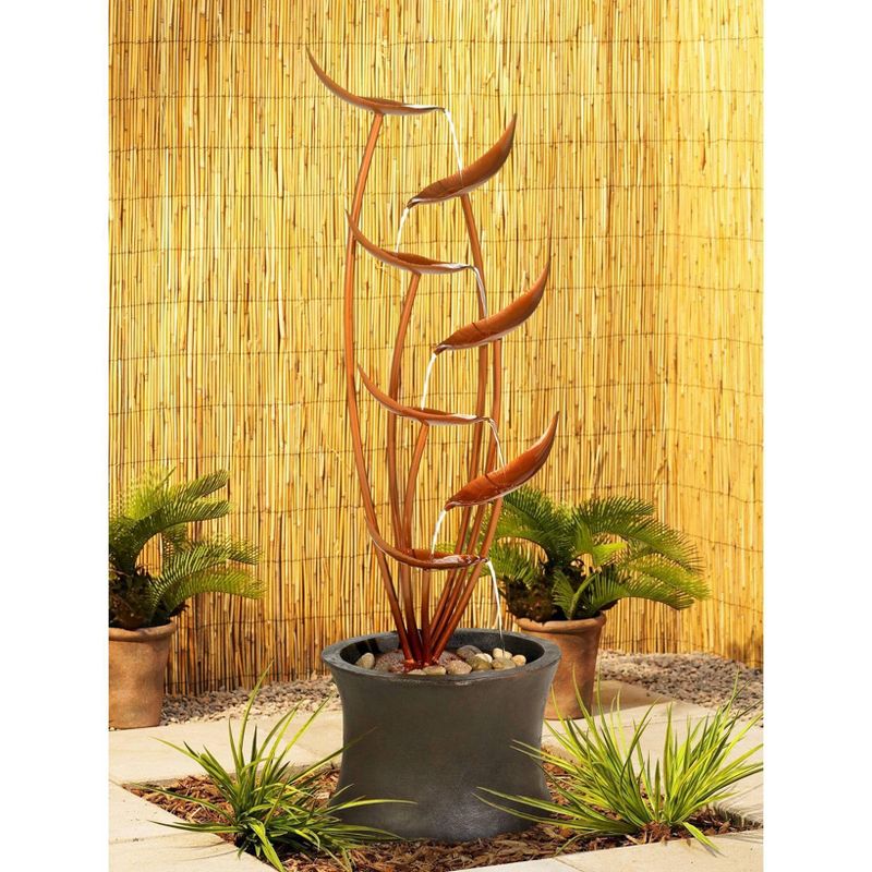 John Timberland Rustic Modern Outdoor Floor Water Fountain 41" High Cascading Leaves for Yard Garden Patio Deck Home