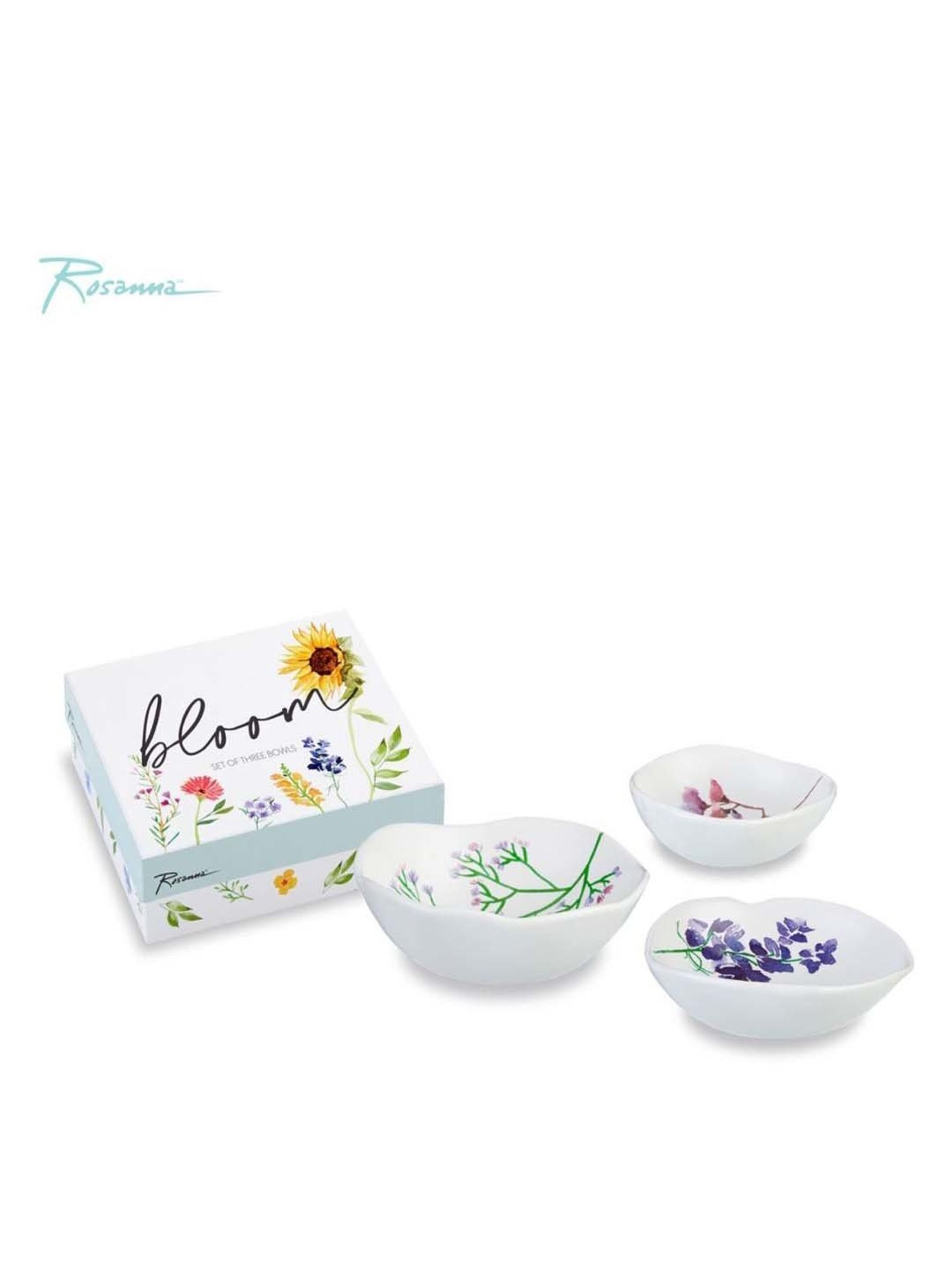 Rosanna 3-Piece Multi Bloom Medium Floral Print Nesting Bowl Set