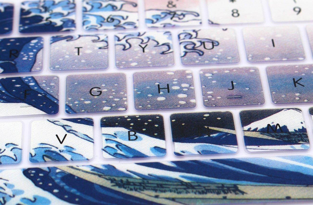 YMIX MacBook Keyboard Cover - Washable Silicone Keyboard Cover for MacBook Pro 13 (A1706) & Pro 15 (A1707) with Touch Bar - Showa Sea