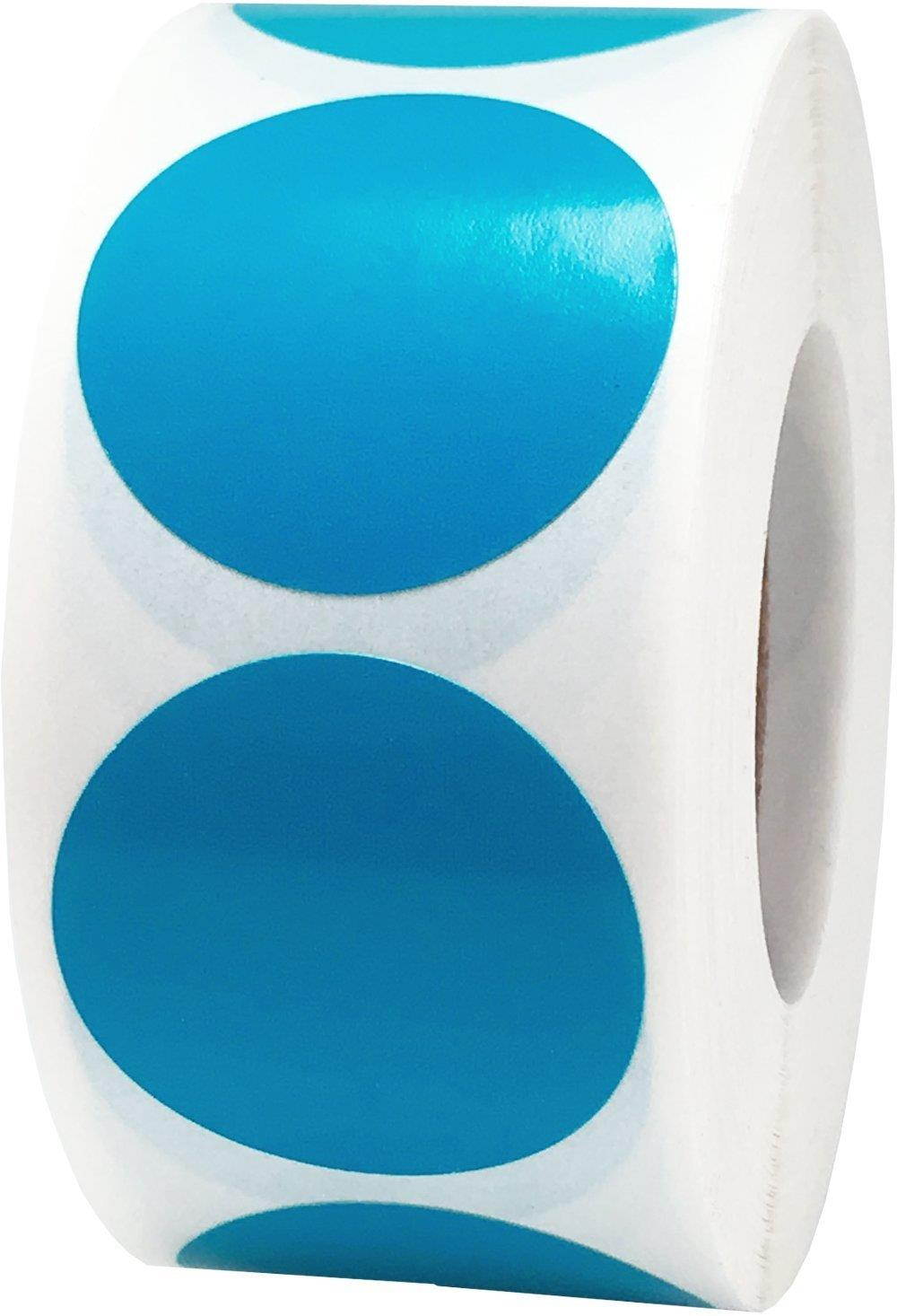 Color Coding Labels Aqua Round Circle Dots for Organizing Inventory 1 inch 500 Total Adhesive Stickers