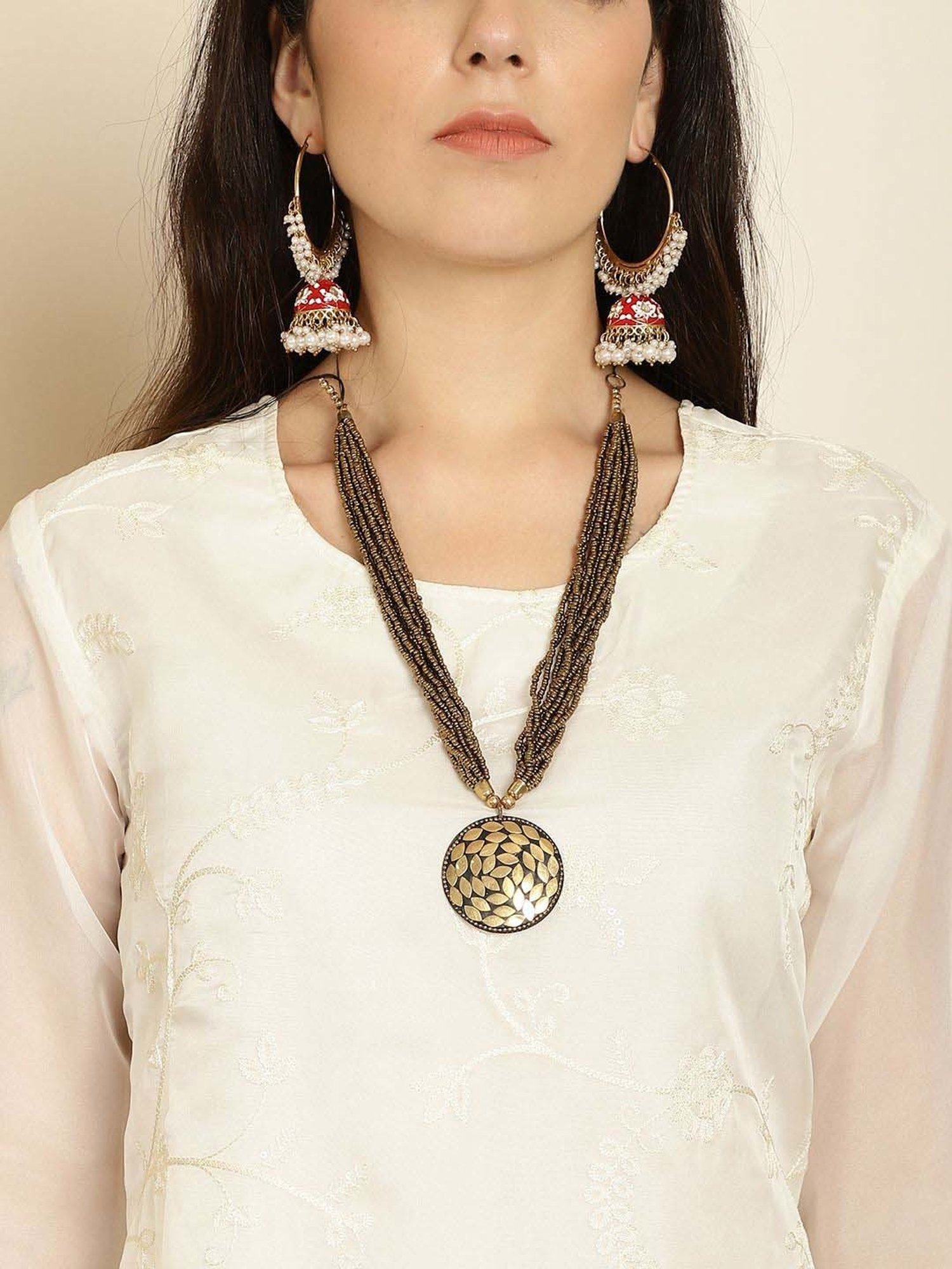 Stylee LIFESTYLE Off-White Embroidered Unstitched Dress Material