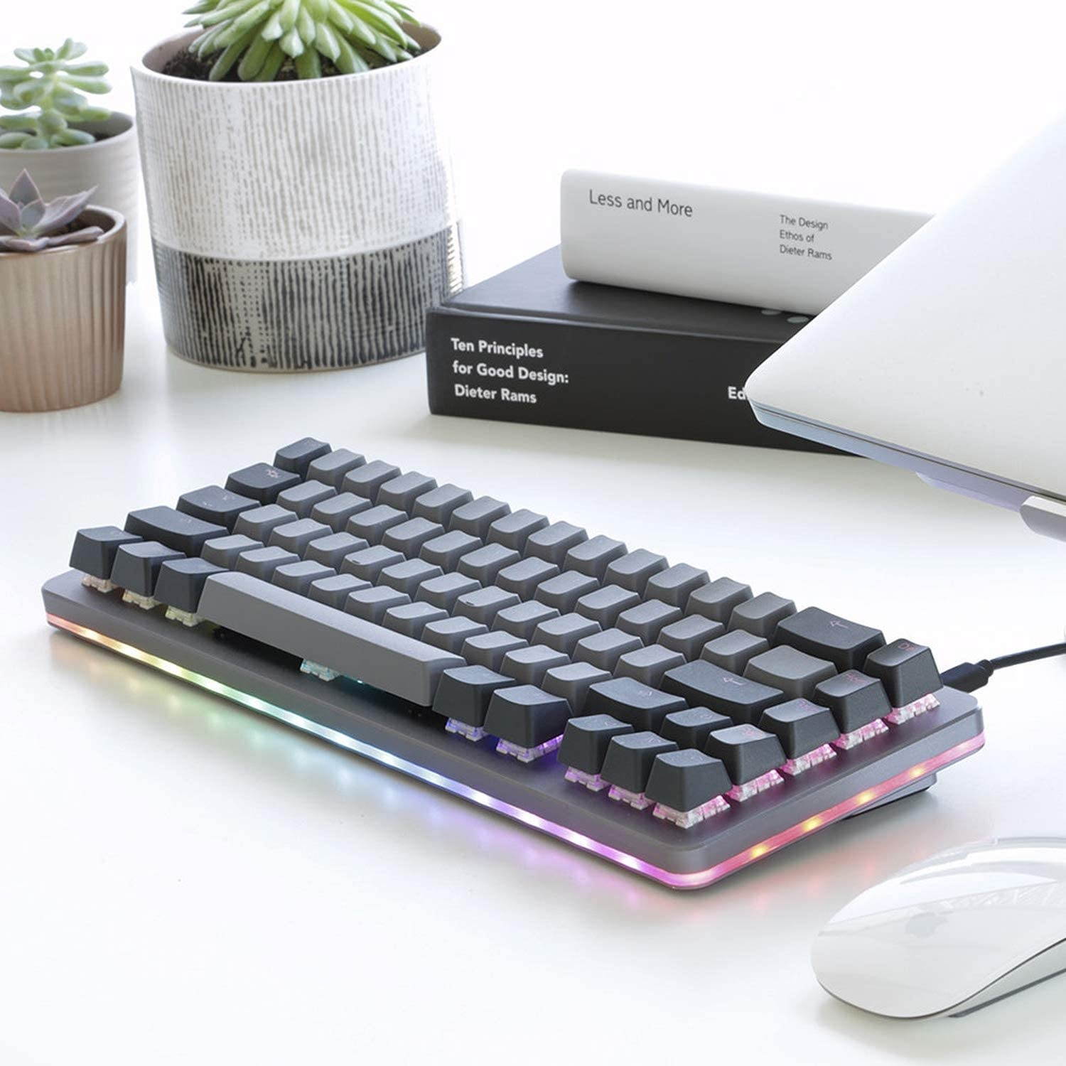 Drop ALT Mechanical Keyboard &mdash; 65% (67 Key) Gaming Keyboard, Hot-Swap Switches, Programmable Macros, RGB LED Backlighting, USB-C, Doubleshot PBT, Aluminum Frame (Halo Clear, Gray)