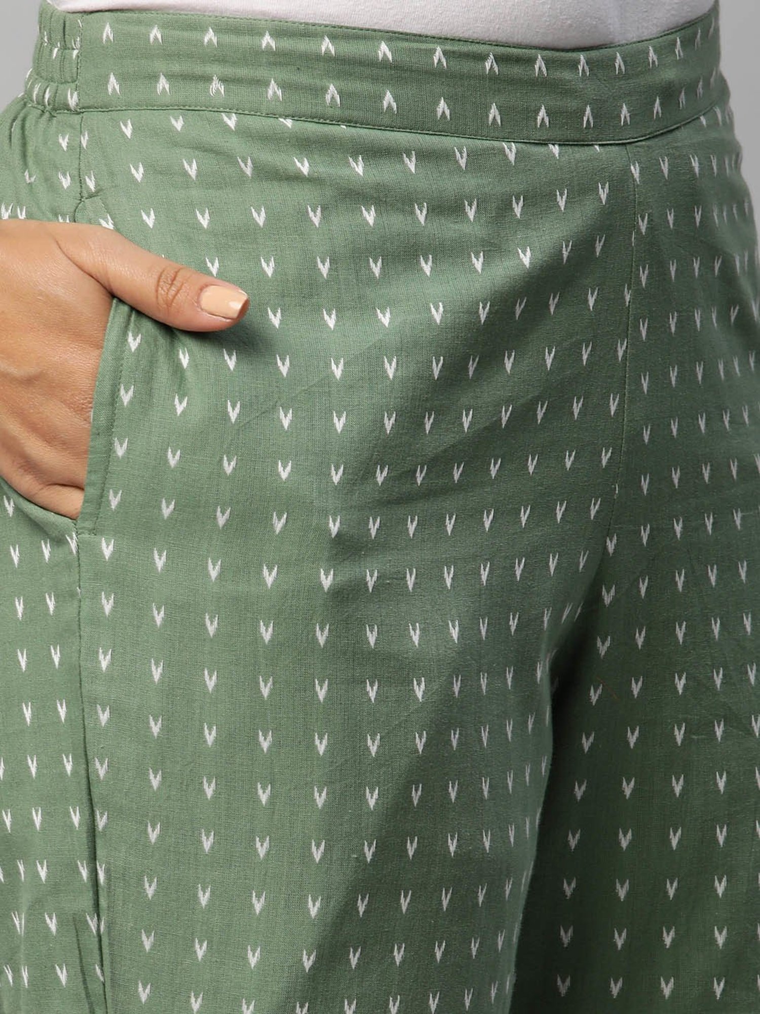 Kami Kubi Green Printed Top With Trousers & Belt