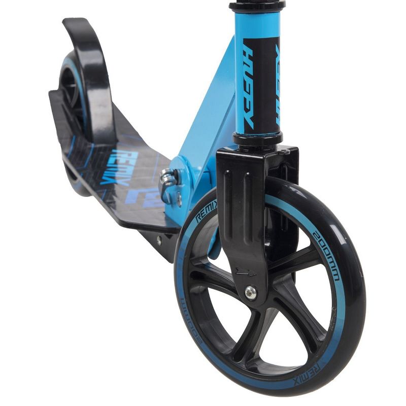 Huffy Remix Folding Inline Scooter with Oversized 200mm Wheels for Kids Ages 8 and Over, Lightweight and Durable Design, Blue