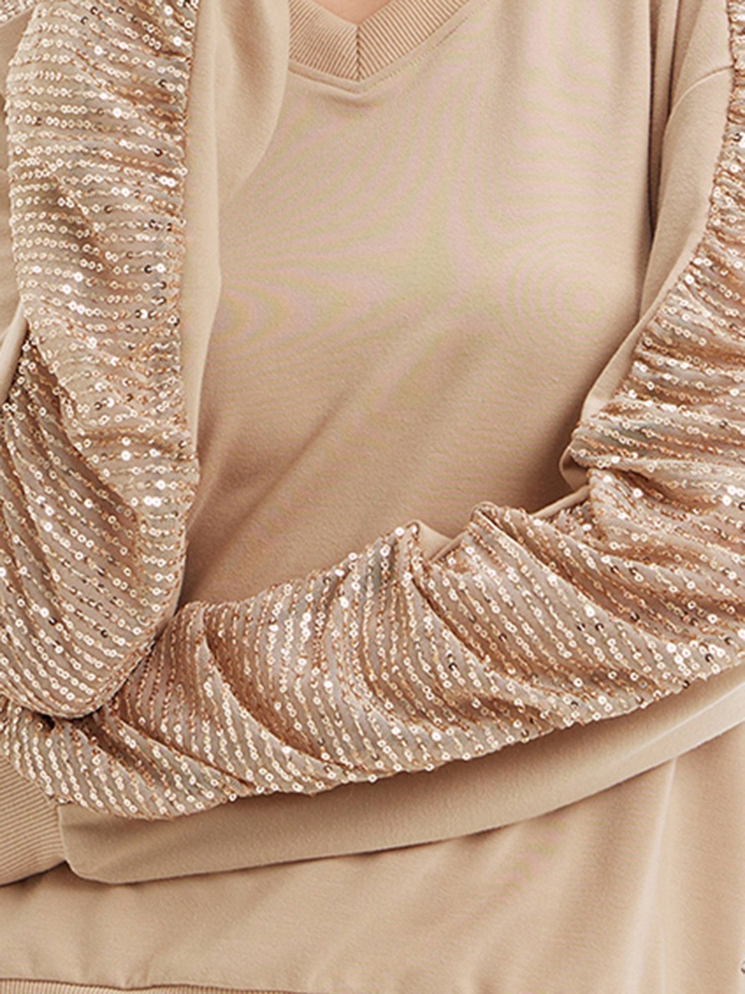 Kazo Beige Embellished Sweatshirt