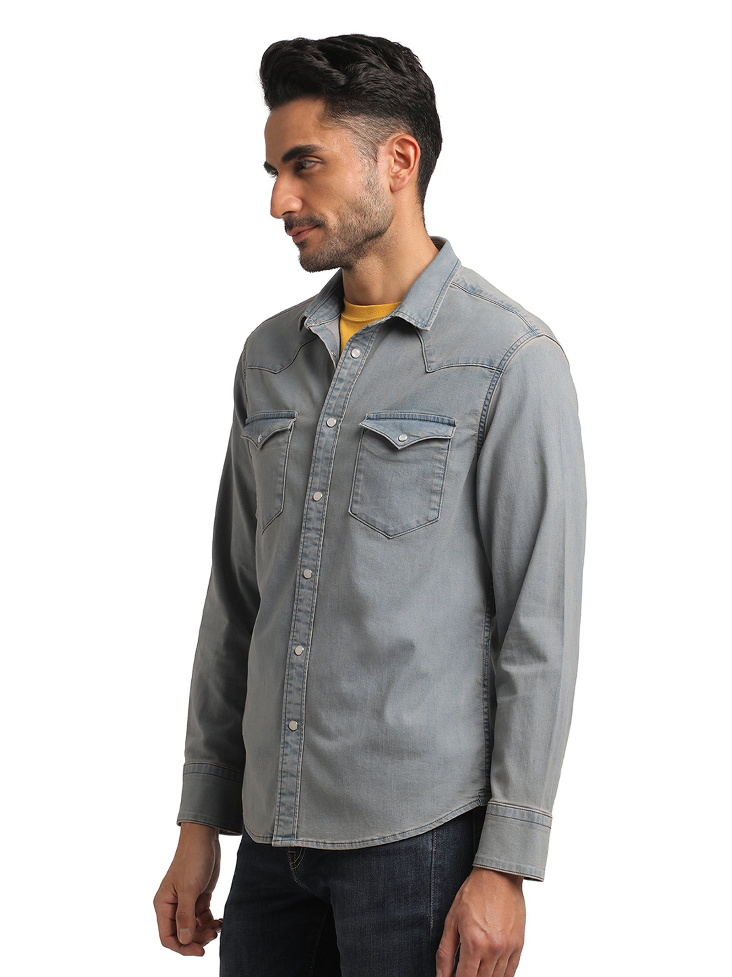 EVERBLUE Dusty Blue Regular Fit Shirt