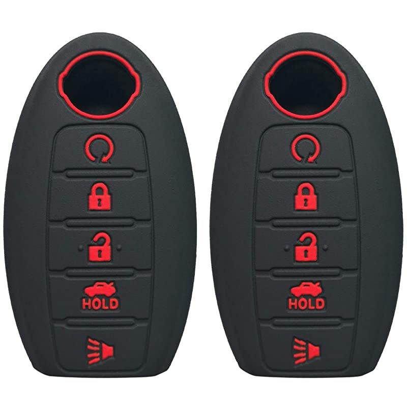 Silicone 5buttons Smart Key Fob Remote Skin Cover Case Protector Keyless Entry Jacket for 2018 2017 Nissan Armada Murano Rogue Maxima Altima Sedan Pathfinder KR5S180144014