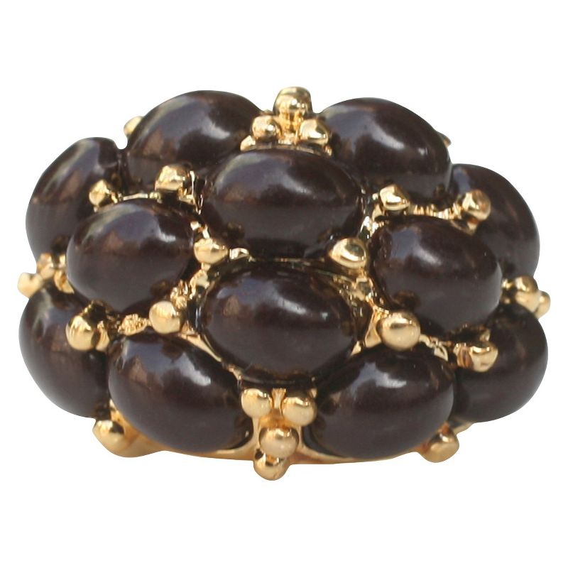 Zirconite Cabochon Stone Ring Brown - Size 8