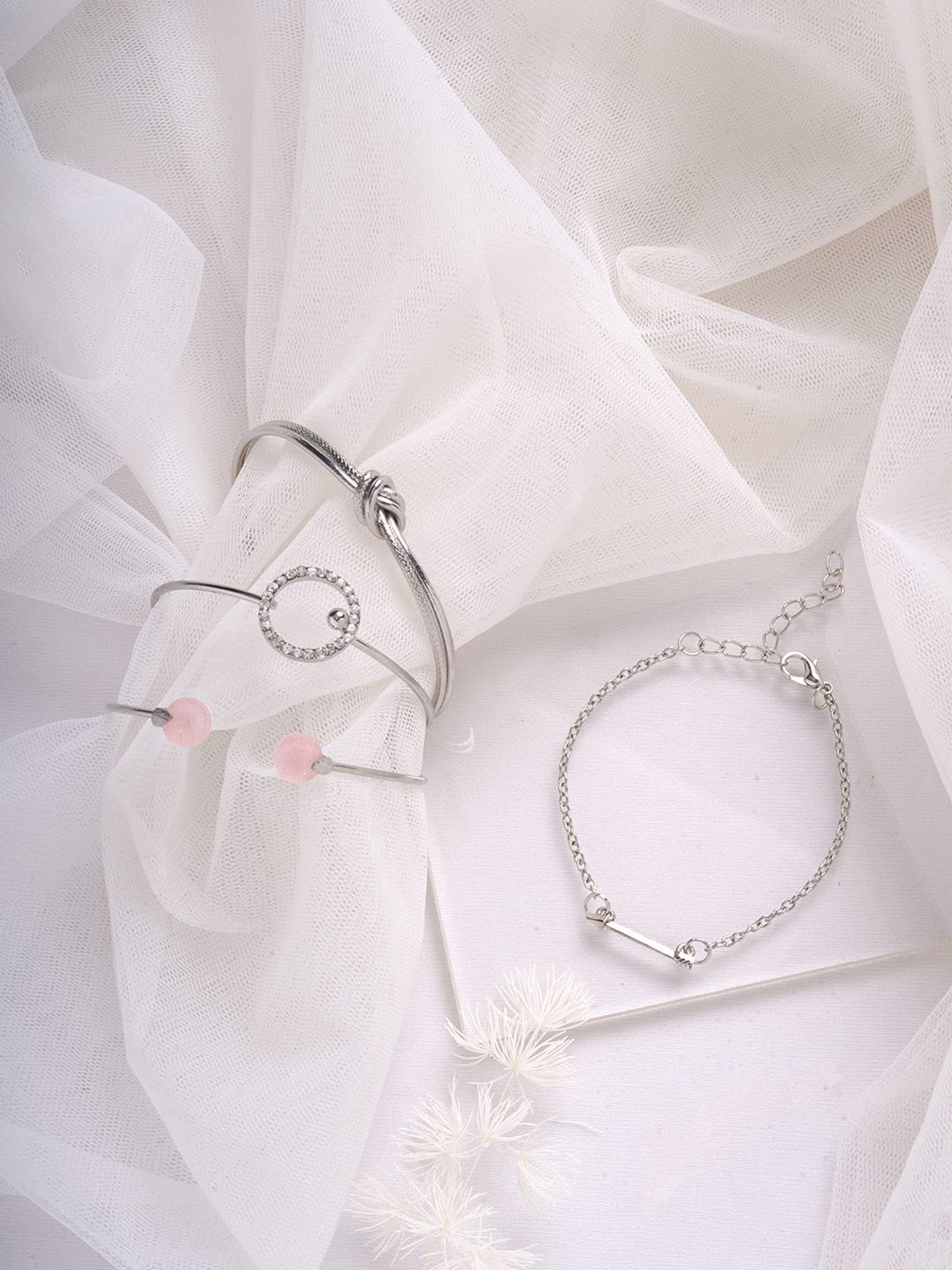 Joker & Witch Silver Romance Apollo Flexible fit Bracelet - Set of 4