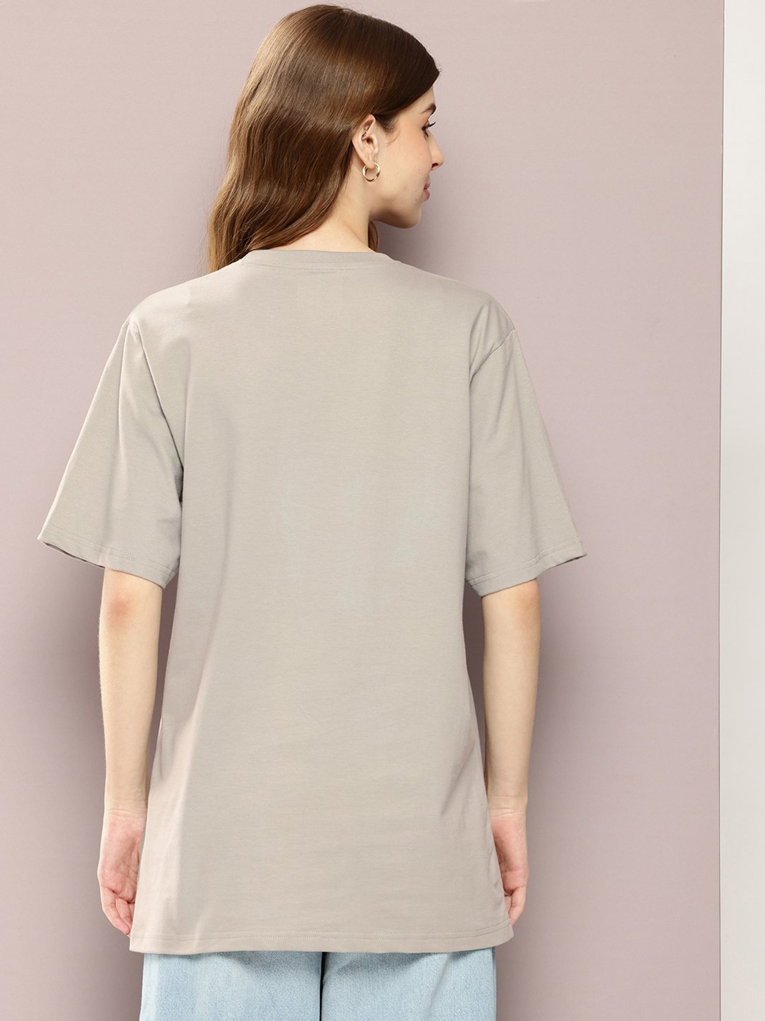 Dillinger Grey Cotton Graphic Print Oversized T-Shirt