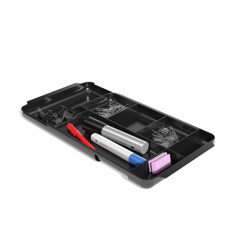 TRU RED 7-Compartment Expandable Plastic Drawer Organizer, Black TR58204