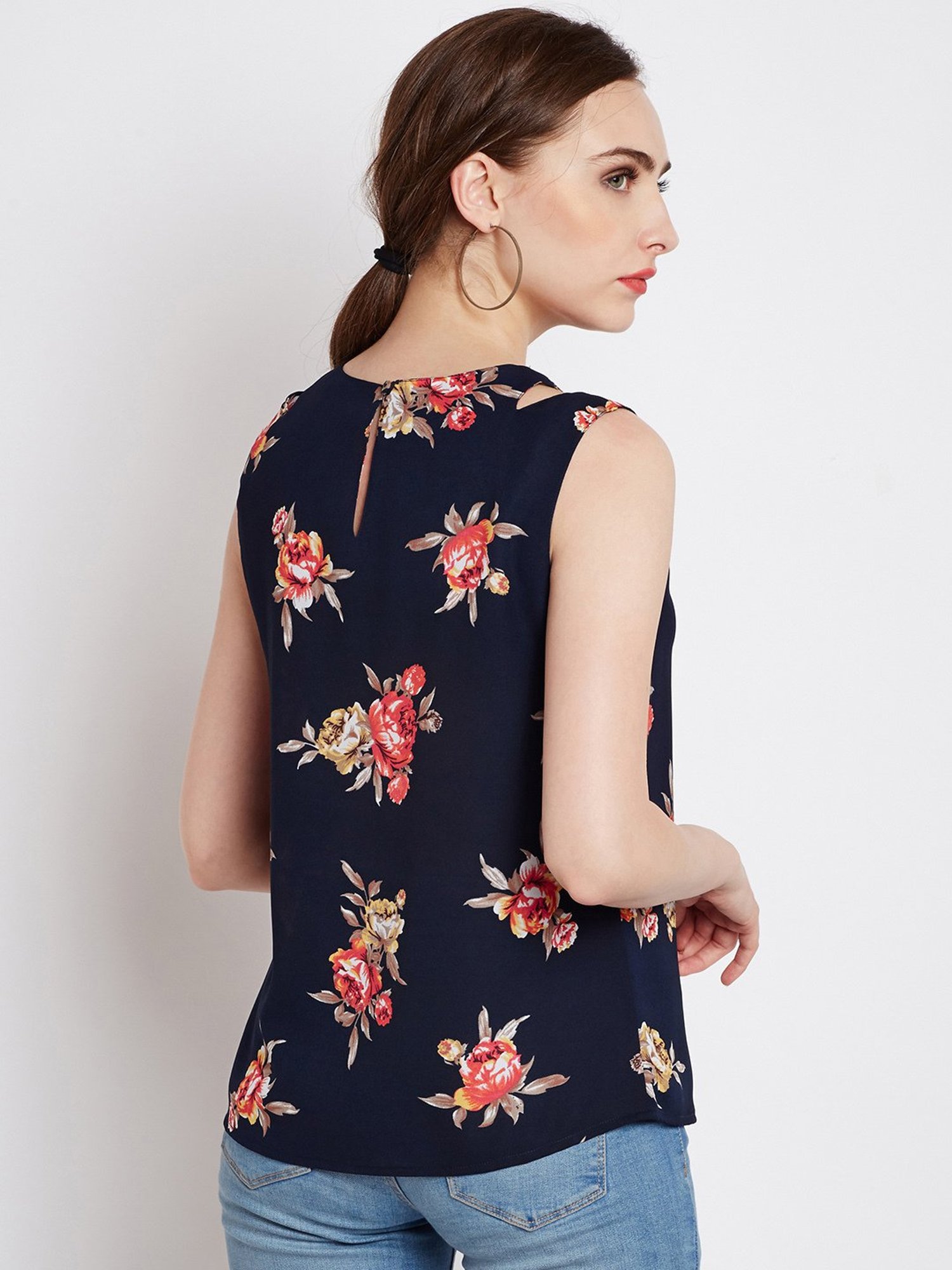 Rare Navy Floral Print Box Top