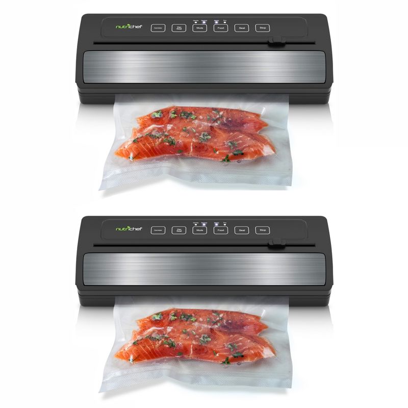 NutriChef PKVS25BK Kitchen Pro Food Electric Vacuum Sealer Preserver System with Environmentally Friendly Polyamide Sealing Bags Included (2 Pack)