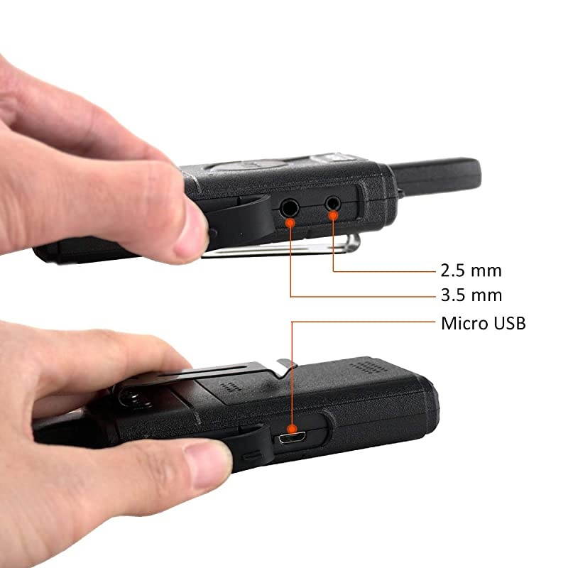 RT18 Walkie Talkies Rechargeable 16 Channel Dual PTT VOX Super Thin Small 2 Way Radios 2 Pack