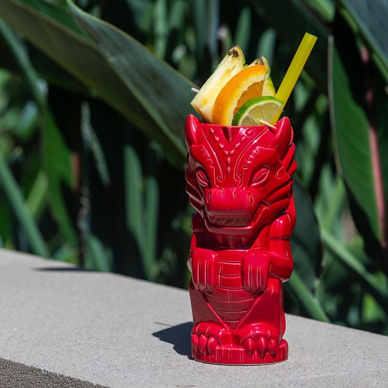 Beeline Creative Geeki Tikis Red Dragon Fantasy Mug | Ceramic Tiki Style Cup | Holds 17 Ounces