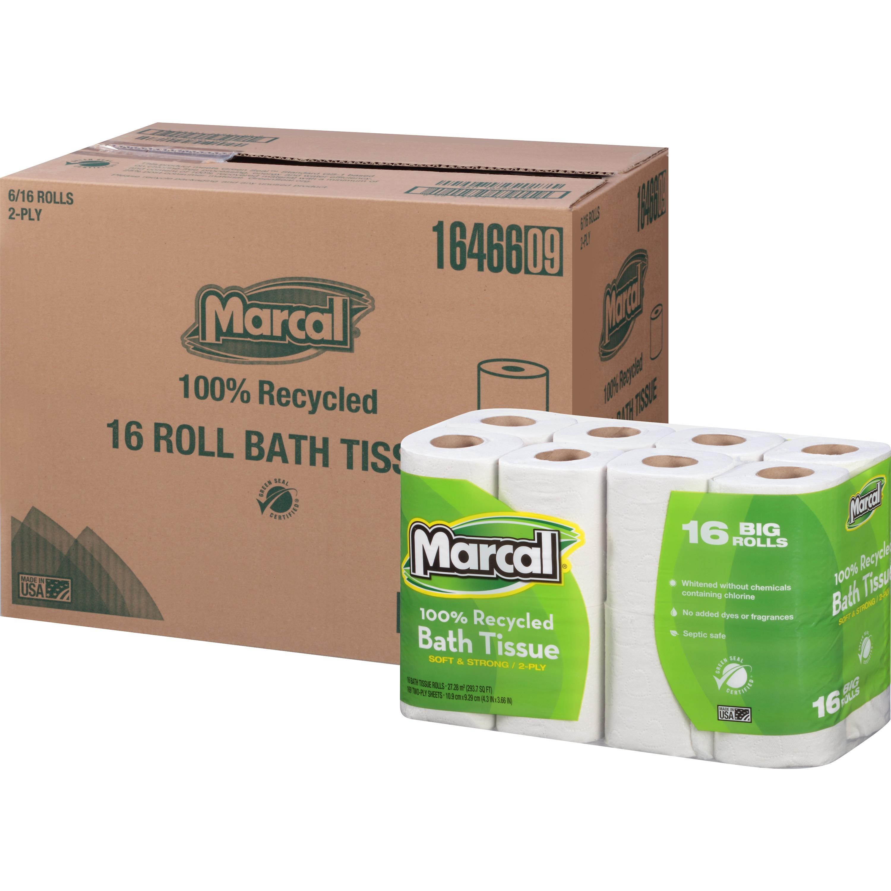 Marcal Bath Tissue 2-Ply 168 Sheets/Roll 96 Rolls/CT White 16466CT