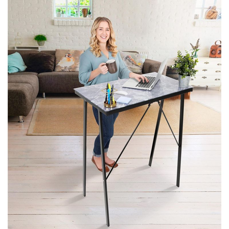 Joy Glass Standing Desk - 31" Modern Multifunctional Table - Marble Print - Stand Steady